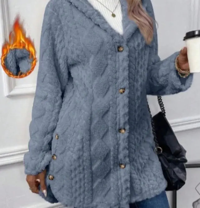 Hooded Button-Up Long Cardigan Coat