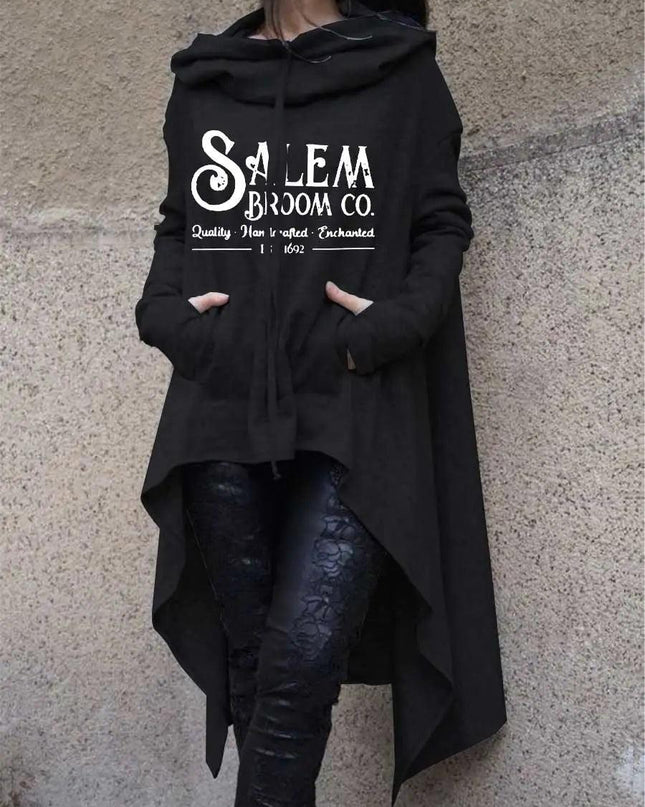 Women Irregular Long Sleeve Salem Broom Co Halloween Sweatshirt