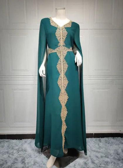 Cape Sleeve Lace Chiffon Dress