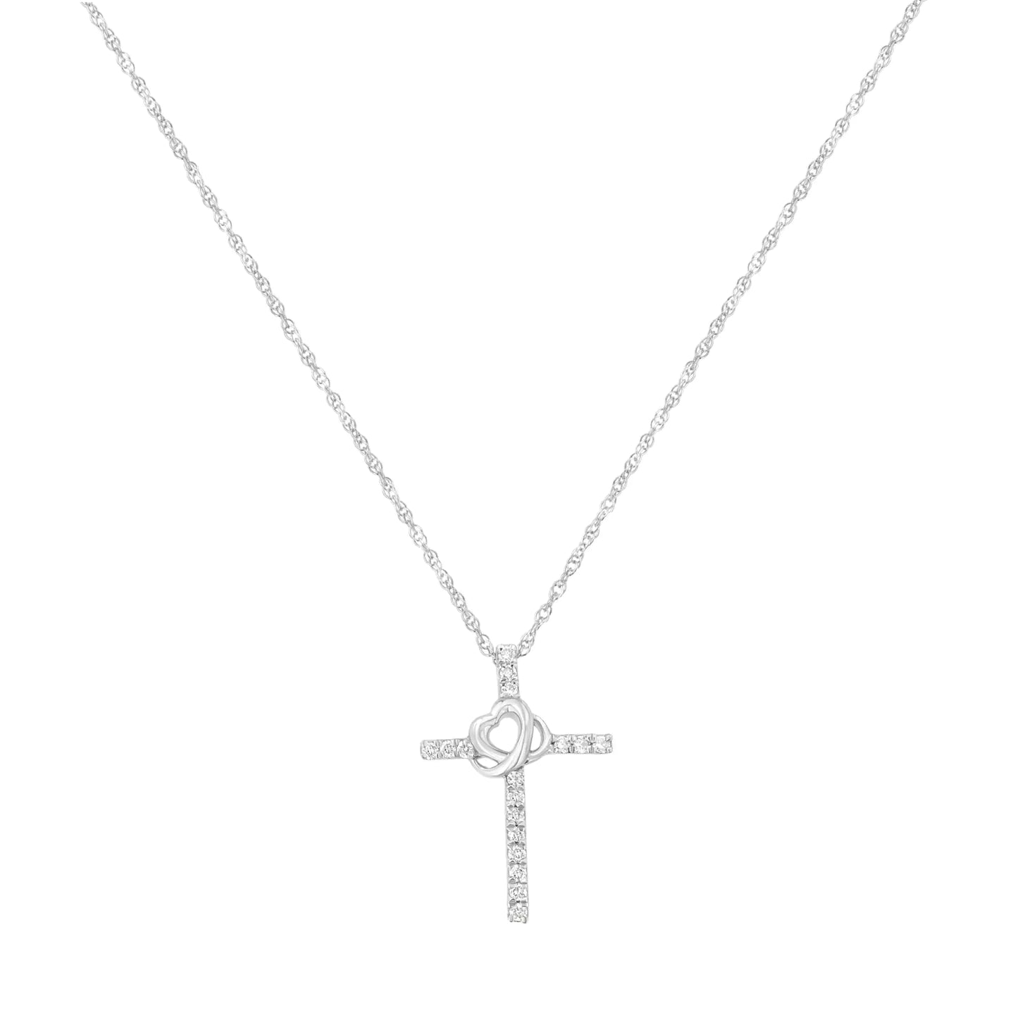 .925 Sterling Silver 1/4 cttw Lab Grown Diamond Cross Pendant Necklace (F-G Color, VS2-SI1 Clarity)