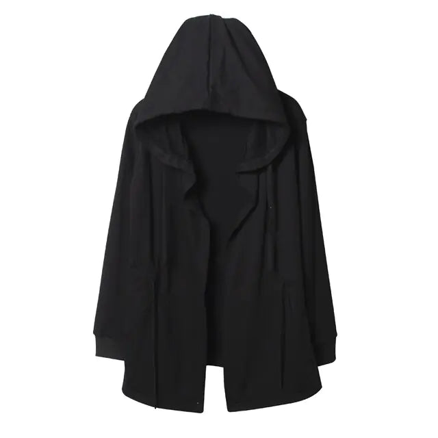 Black Hooded Wizard Trench Coat Windbreaker