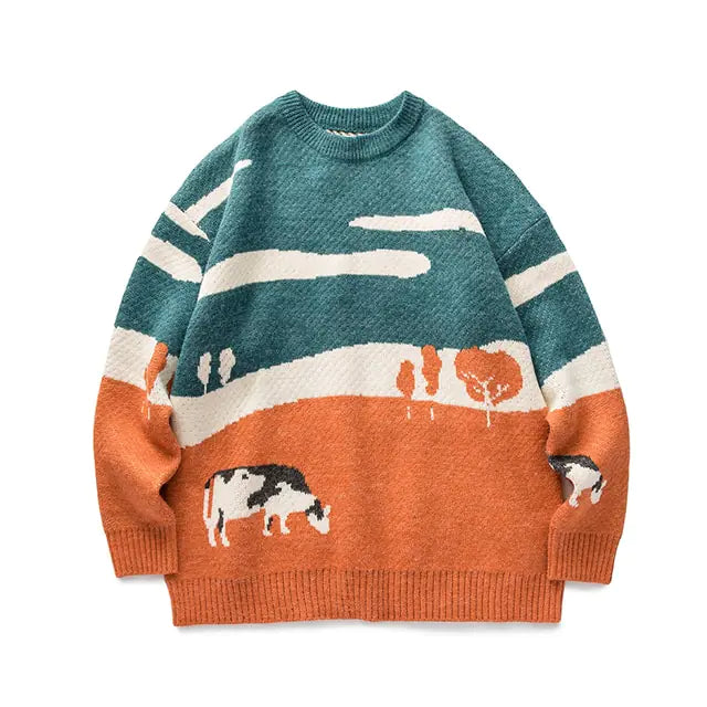 LAPPSTER-Youth Men Harajuku Moutain Winter Sweater