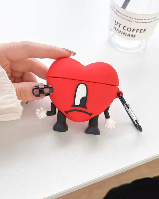 3D Red Bad Bunny Heart Earphone Case
