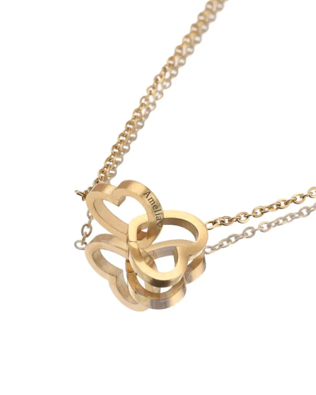 Personalized Double Heart Name Necklace