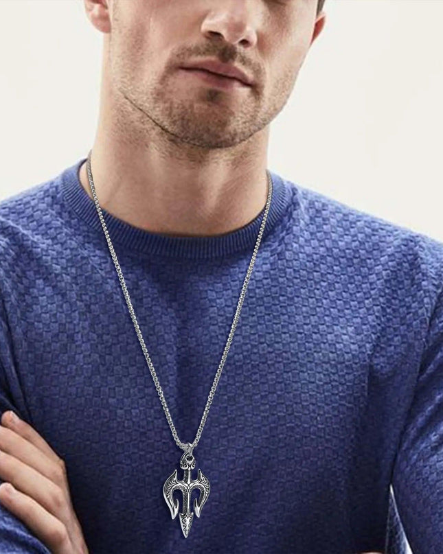 Vnox Men's Stylish Poseidon Trident Necklace