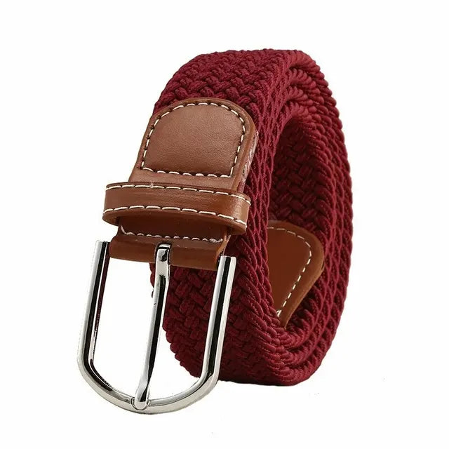 Elastic Leather Belt Alloy Buckle