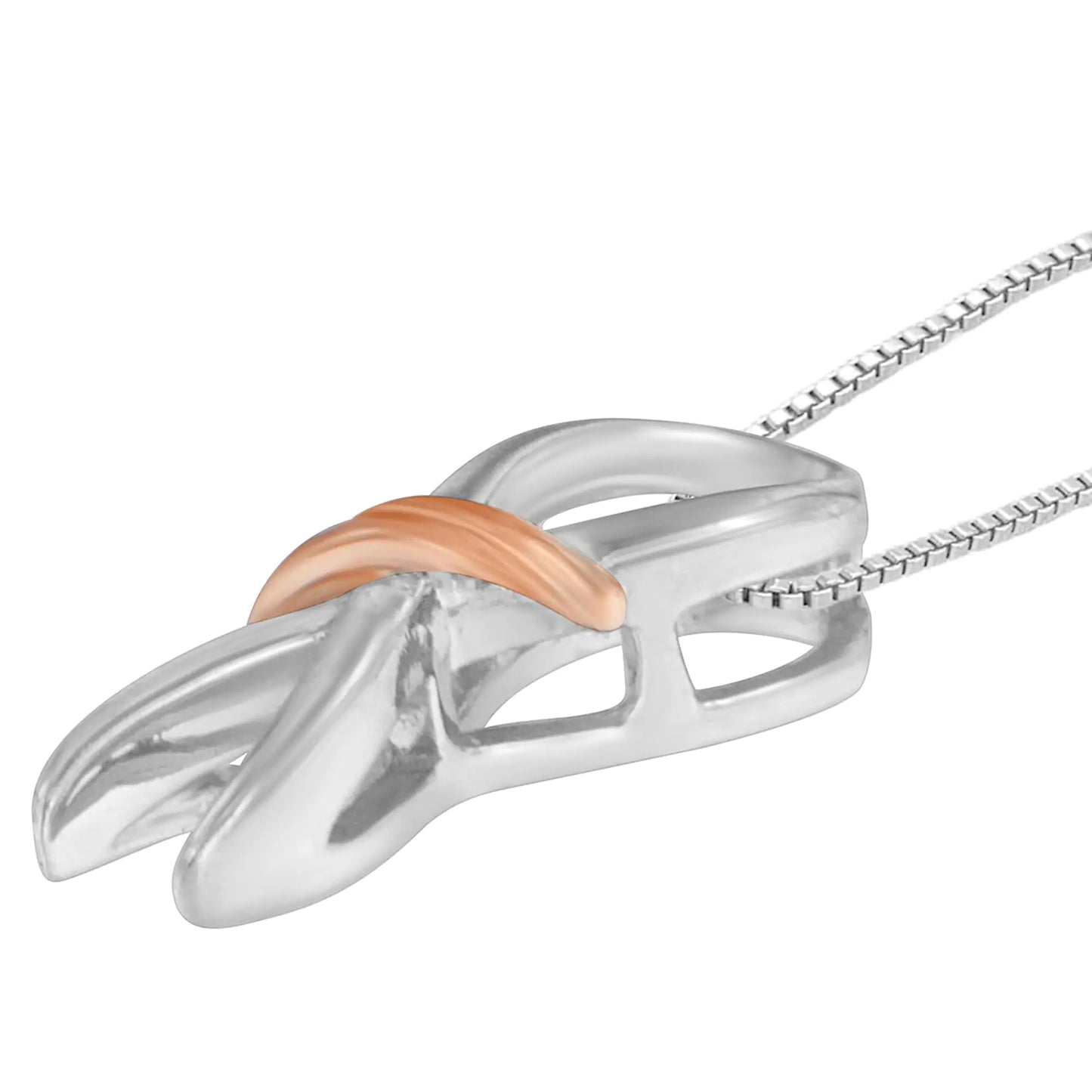 Two-Toned Silver Bow Pendant Necklace