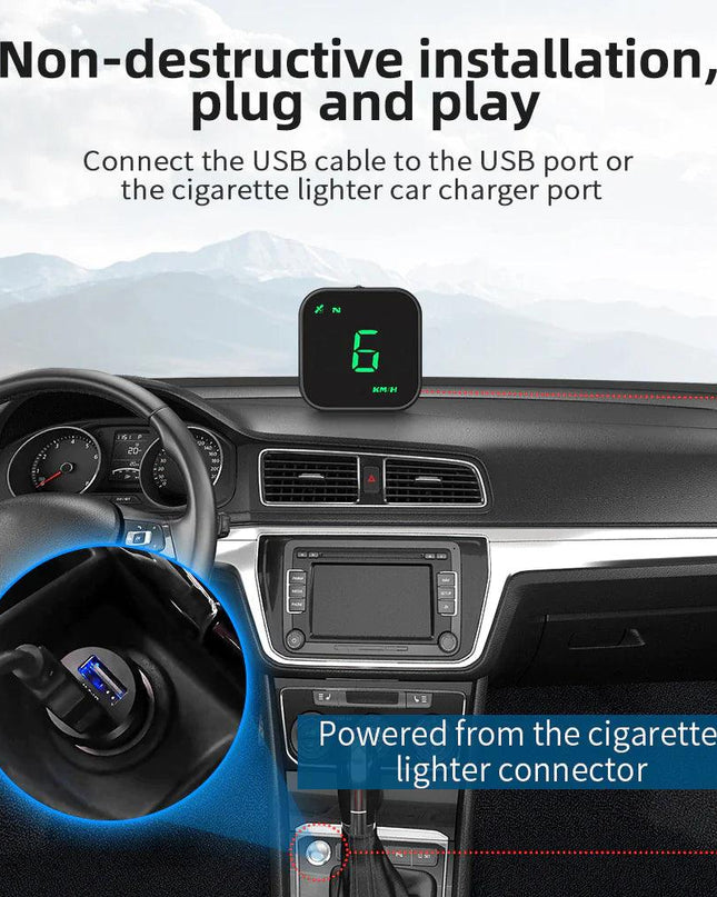 Digital Car HUD GPS Speedometer Head Up Display MPH KMH Compass Overspeed Alarm