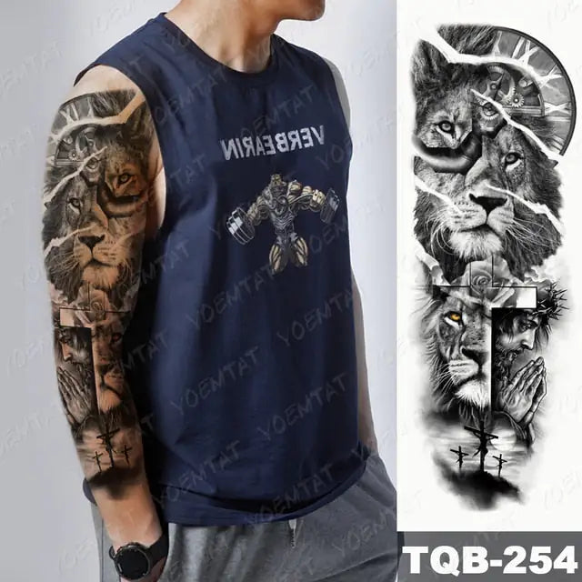 Lions in Gray Shaded Black Tattoos