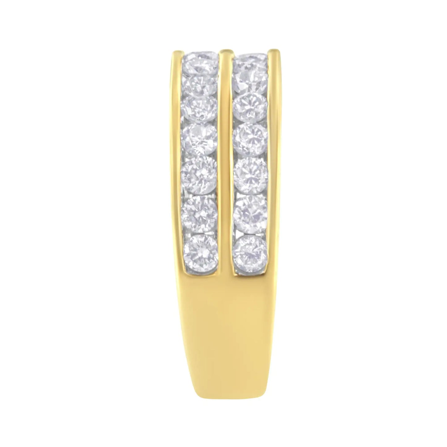 10K Yellow Gold Two-Row Diamond Band Ring (1 Cttw, J-K Color, I1-I2 Clarity)