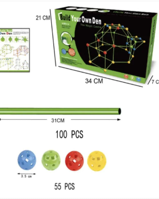 Kids' Fort Building Kit – DIY 3D Construction Set for Tents, Castles, and Playhouses