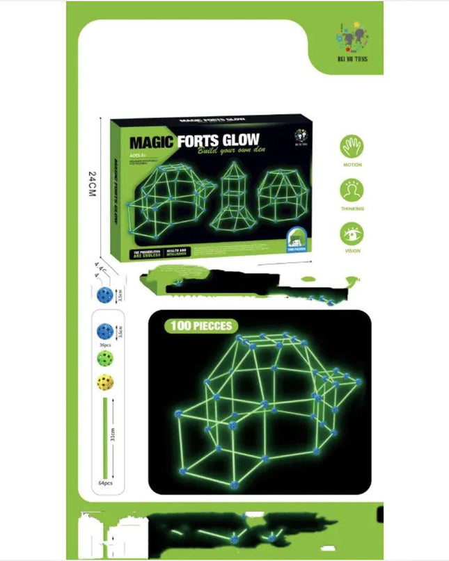 Kids' Fort Building Kit – DIY 3D Construction Set for Tents, Castles, and Playhouses