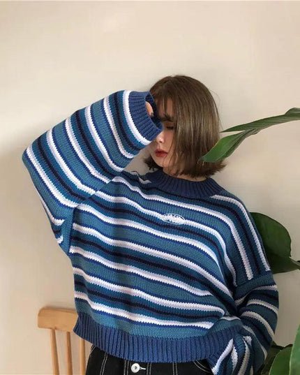 Navy Stripes Oversized Sweater