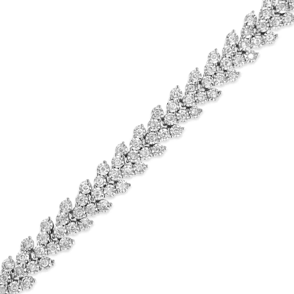 .925 Sterling Silver 2.00 Cttw Miracle Set Diamond Laurel Wreath Link Bracelet (I-J color, I3 clarity) - 7.25"