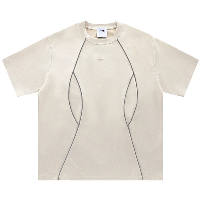 Suede T-shirt Reflective Striped