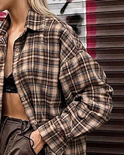 Women's Contrast Color Check Shirt