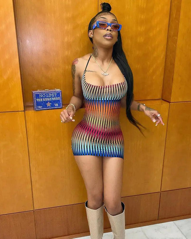 Gradient Mesh Mini Dress