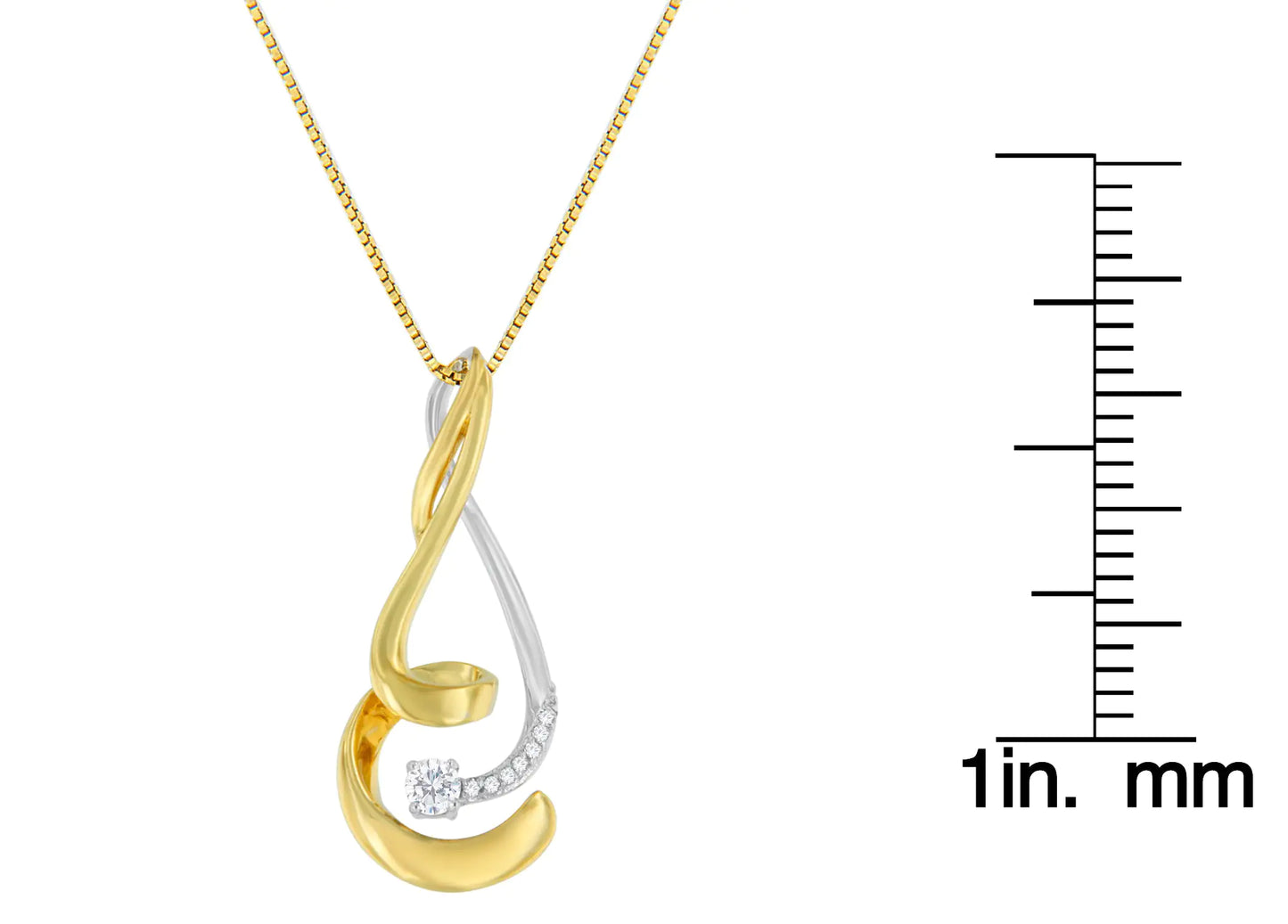 Espira 10K Two-Tone Gold 1/10 cttw Round Cut Diamond Swirl Pendant Necklace (I-J, I2-I3)