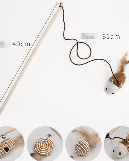 Cat Feather Mouse Stick With Bell