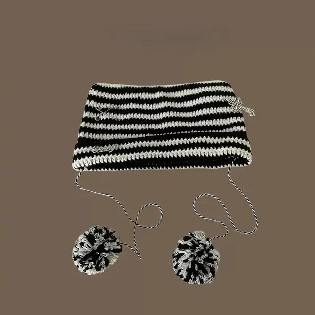 Striped Knitted Wool Winter Beanie