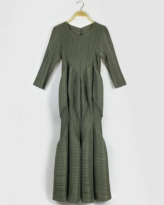 Pleated Square Collar Dress