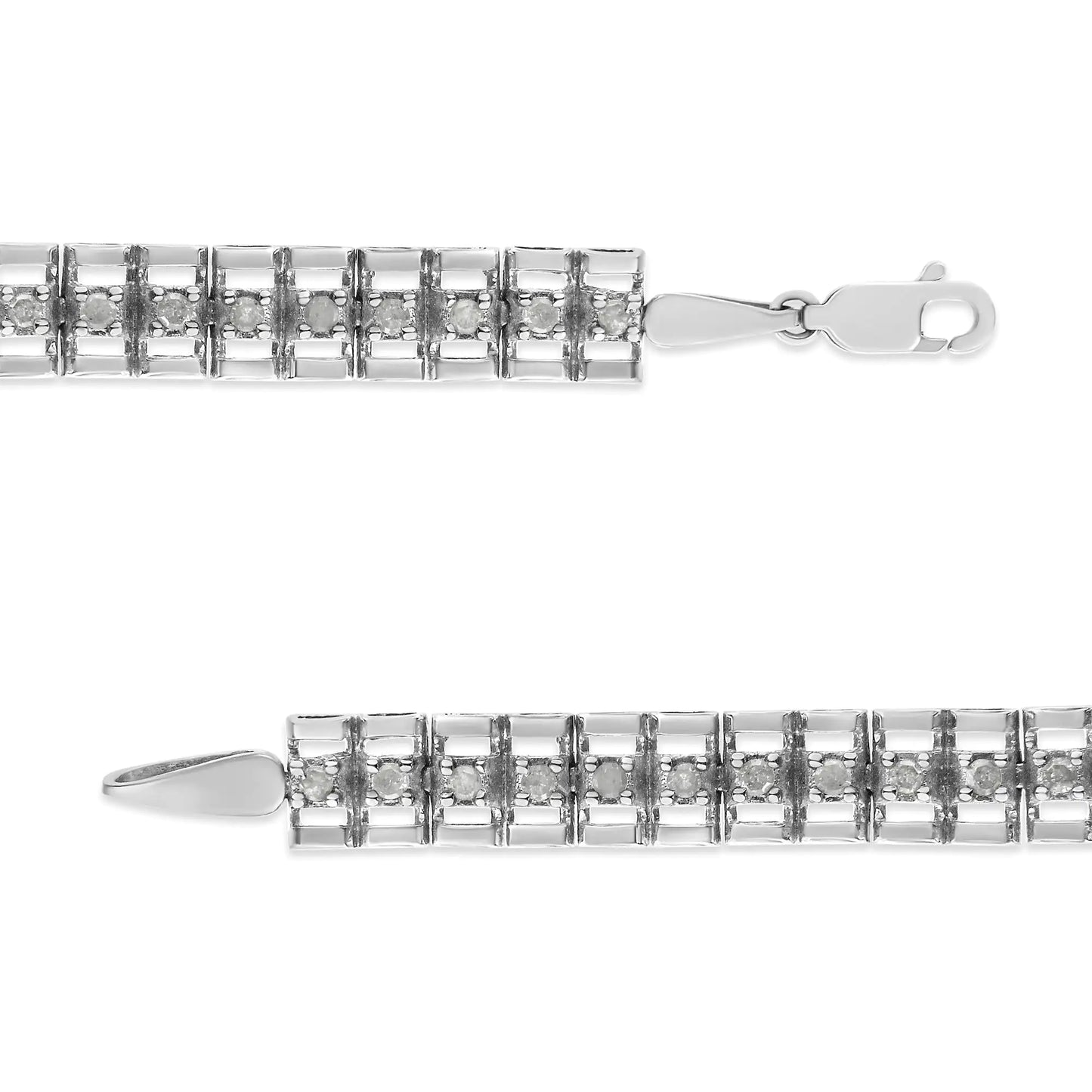 .925 Sterling Silver Diamond Double-Link 7" Tennis Bracelet (I-J Color, I3 Clarity)