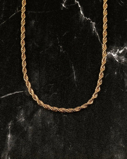 Gold Plated 5mm Rope Chain Necklace