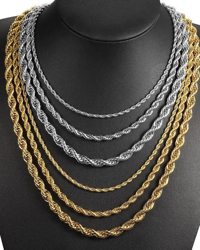Twisted Rope Link Chain Necklace