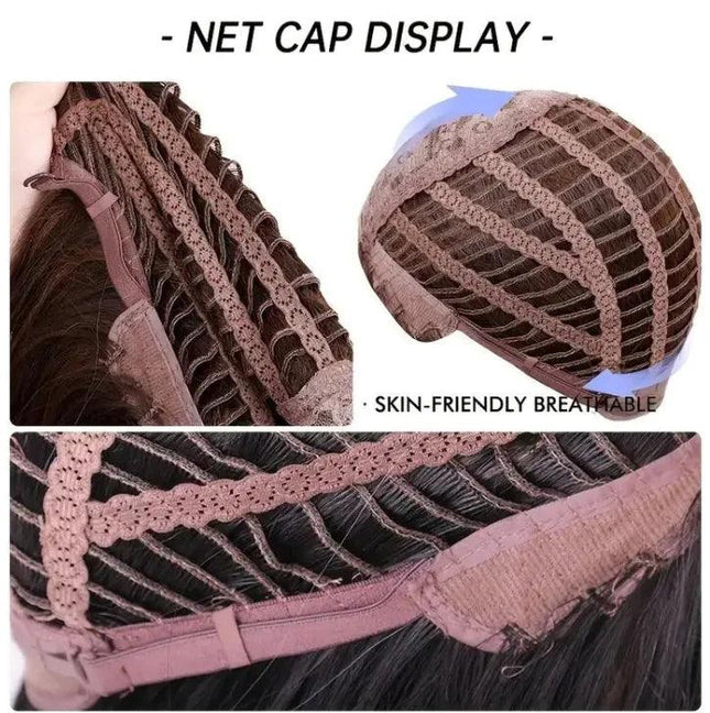 26 Inch Long Ash Blonde Wig With Bangs Natural Wavy Hair