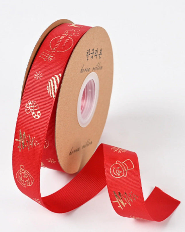 Ribbon Printed Christmas Design Decoration Gift Packing