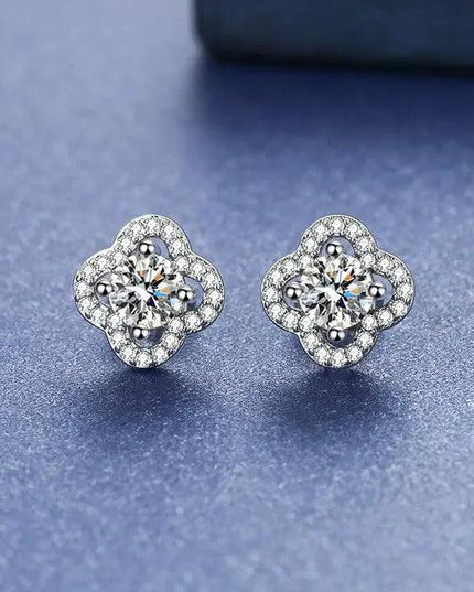 Four Leaf Clover Moissanite Stud Earrings