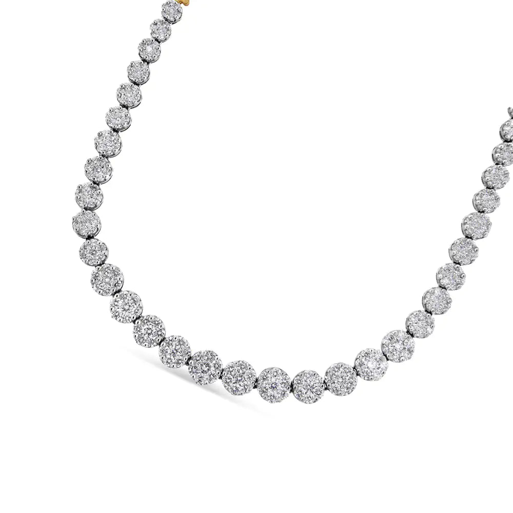 IGI Certified 14K Yellow Gold 14 3/4 cttw Pave Set Round-Cut Diamond Riviera Necklace (F-G Color, S2-I1 Clarity)