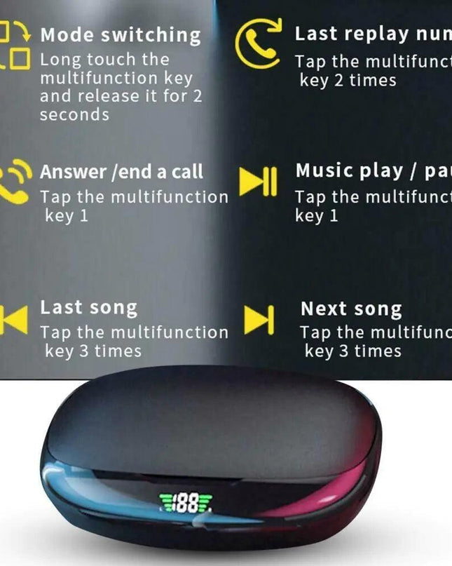 Bluetooth Headset 5.1 True Wireless Earphones Earbuds Headphones HiFi Sport TWS