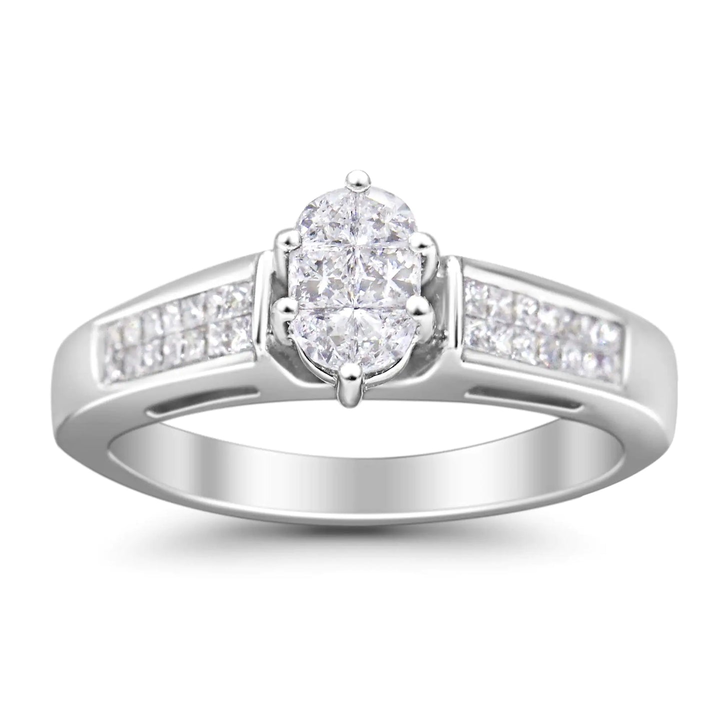 14K White Gold 5/8 Cttw Pie Cut Diamond Oval Shape Solitaire Ring (H-I Color, VS1-VS2 Clarity)