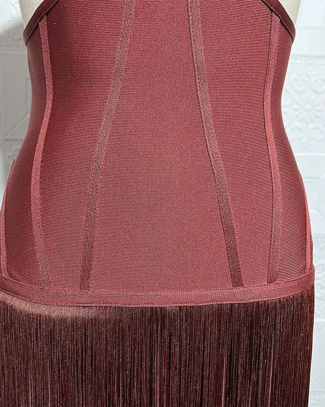 Strappy Cutout Fringed Dress