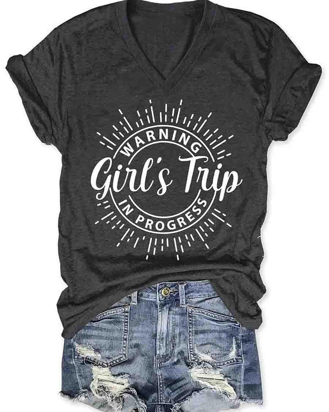 Girl's Trip Warning V-Neck Tee