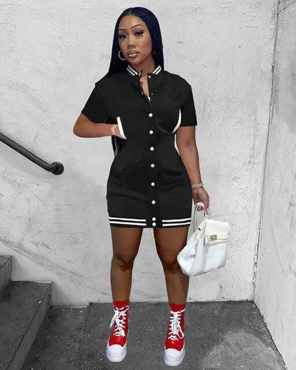 Sleeve Baseball Uniform Dress