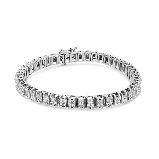 14K White Gold 3.00 Cttw Princess Diamond Composite Link Tennis Bracelet (I-J Color, I1-I2 Clarity) - 7.25"