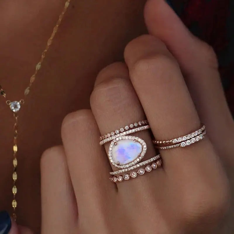 Double Band Moonstone Ring