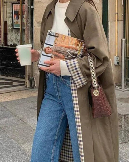 Fashion Long Button Trench Coat