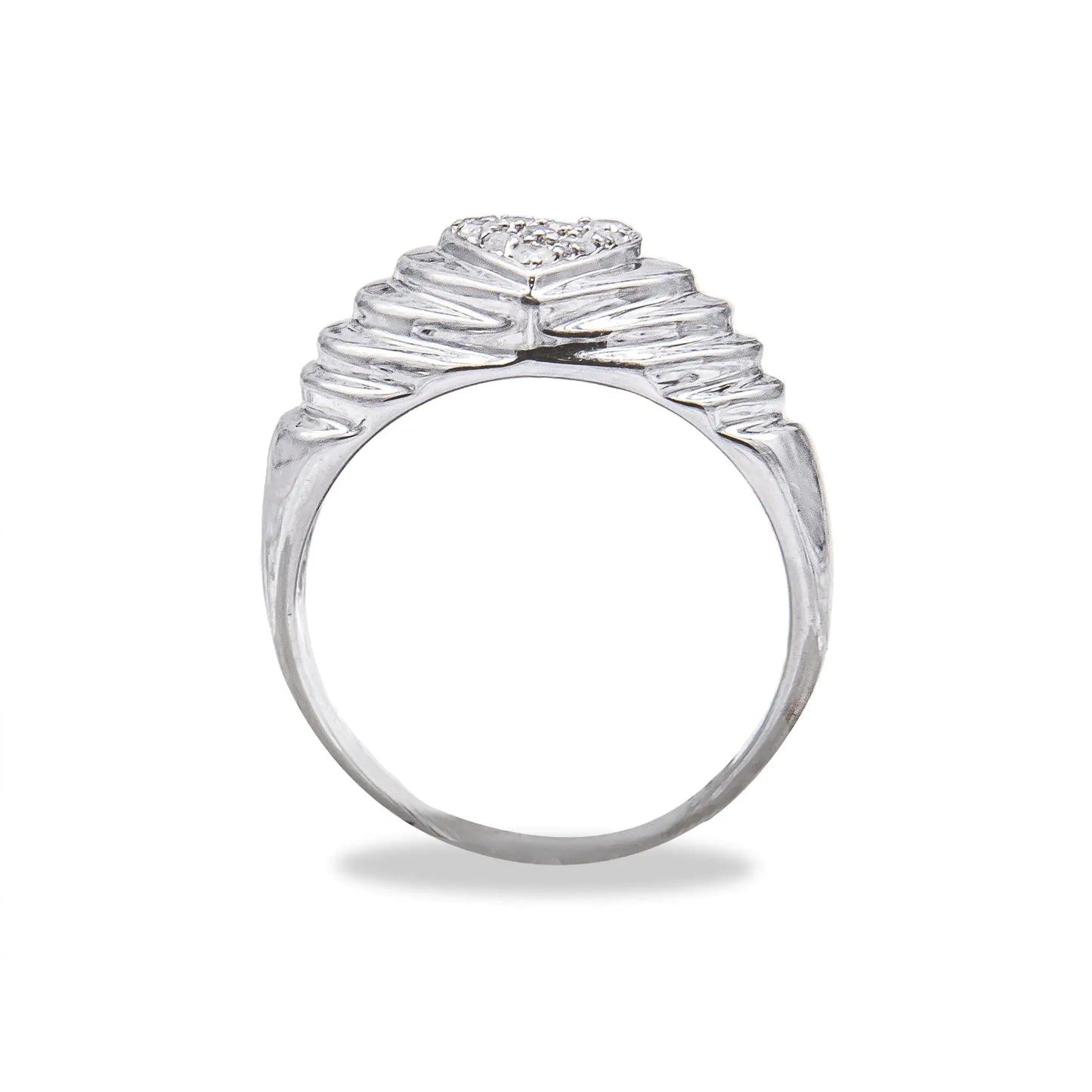 .925 Sterling Silver 1/6 Cttw Round Diamond "Heartbeat" Heart Band Ring (I-J Color, I3 Clarity)