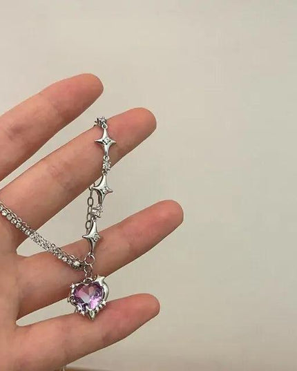Crystal Heart Star Necklace
