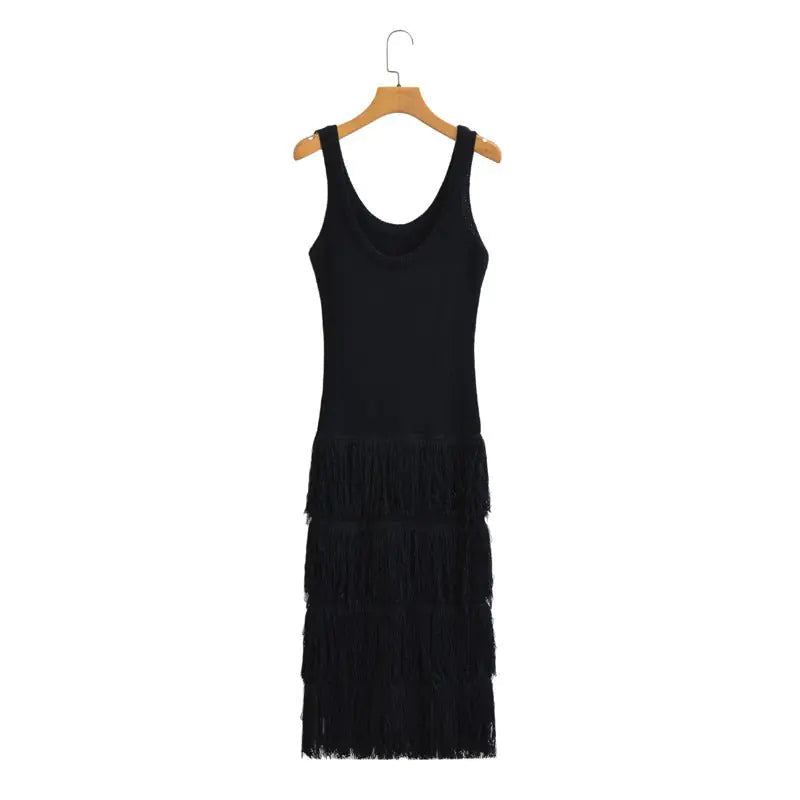 Tiered Tassel Knit Dress