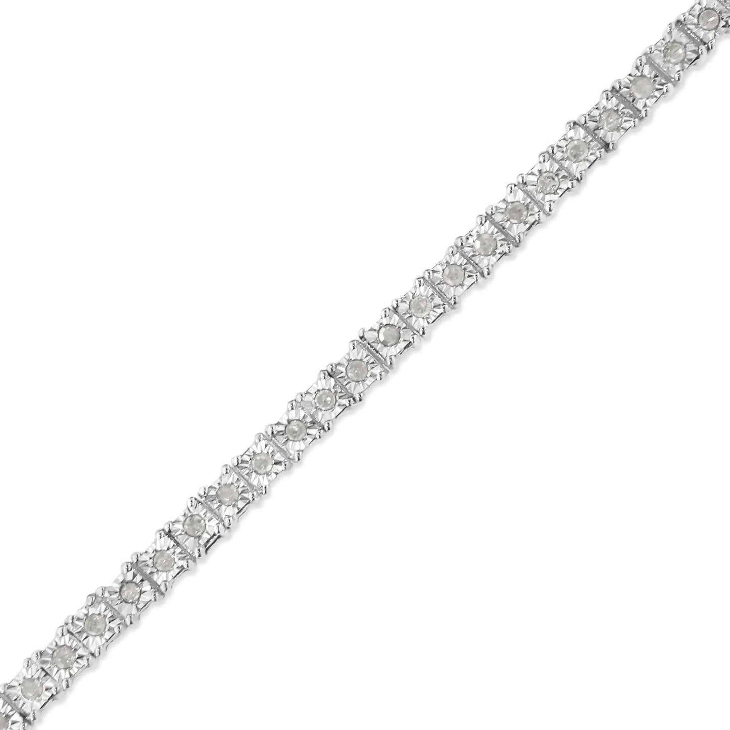 .925 Sterling Silver 1.0 Cttw Diamond Square Hybrid Link 7" Tennis Bracelet (I-J Color, I2-I3 Clarity)