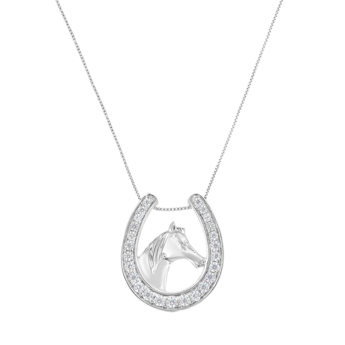 .925 Sterling Silver 1/4 cttw Diamond U Shape Pendant Necklace (I-J, I3-Promo)