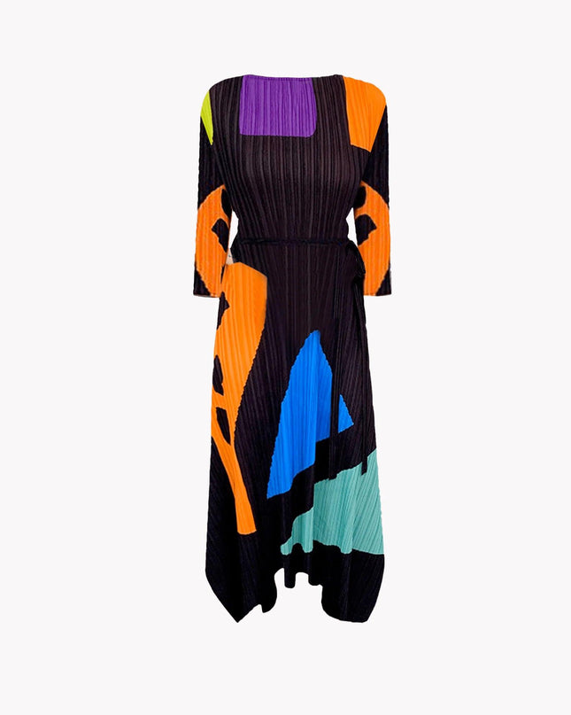 Geometric Printed Pleated Dress