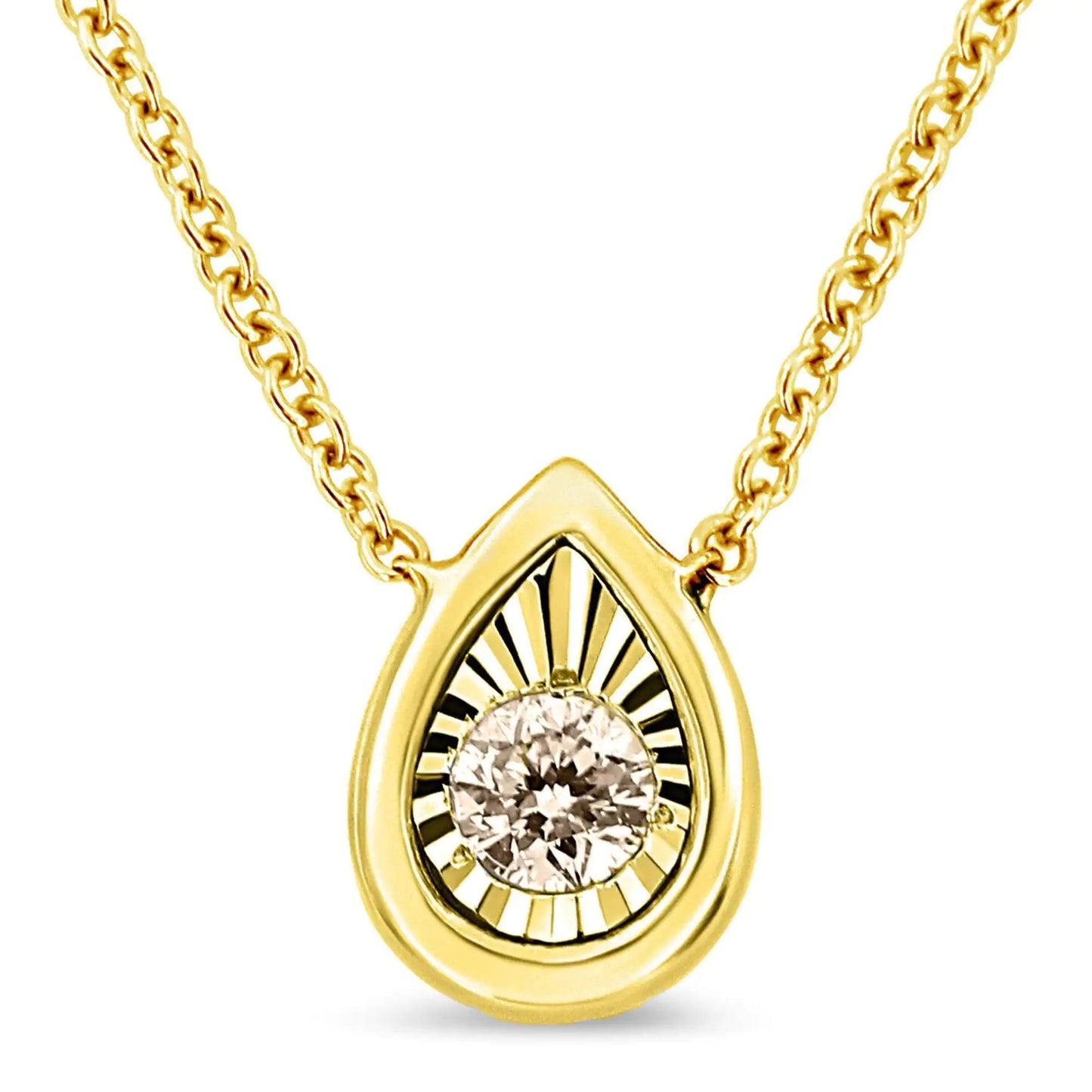 10K Yellow Gold Plated .925 Sterling Silver 1/10 Cttw Miracle Set Round Diamond 18" Pendant Necklace - Choice of Shapes