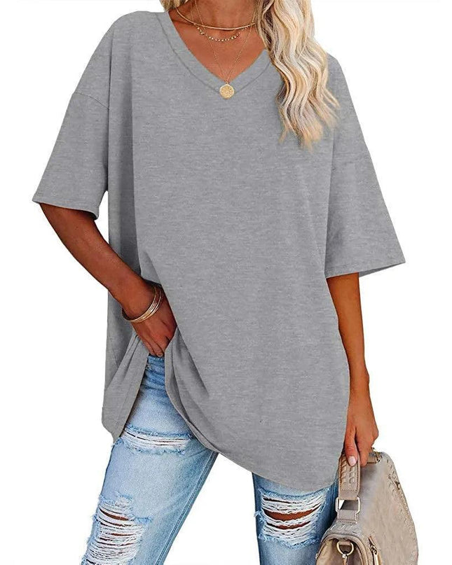 Loose Short-Sleeved V-neck T-shirt