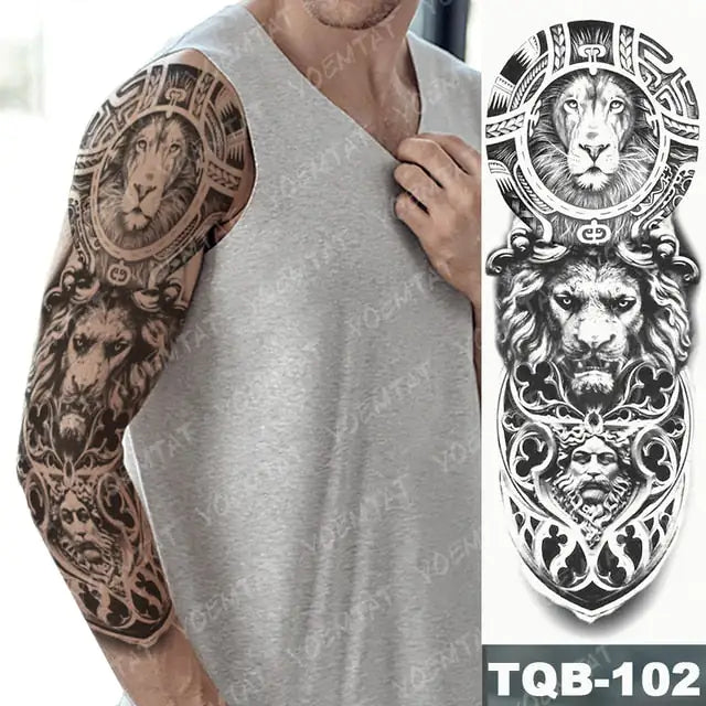 Lions in Gray Shaded Black Tattoos