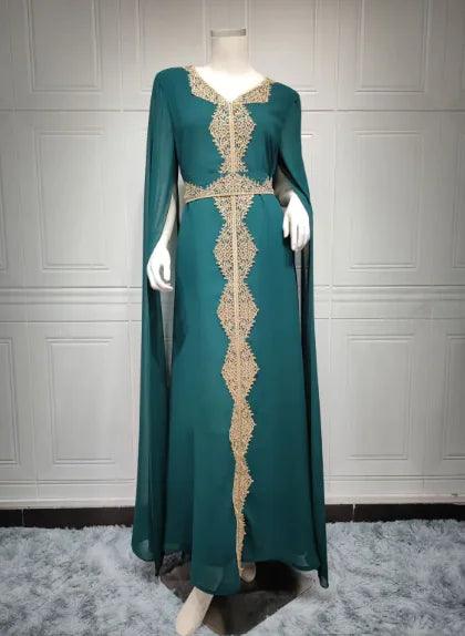 Cape Sleeve Lace Chiffon Dress